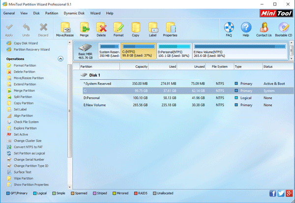 extend or merge windows partitions