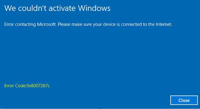 fix error code 0x8007267c Windows 10