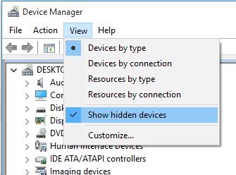 show hidden devices windows device manager