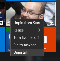 normally uninstall apps on Windows 10
