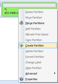 create new partition from unallocated volume using AOMEI Partition Assistant