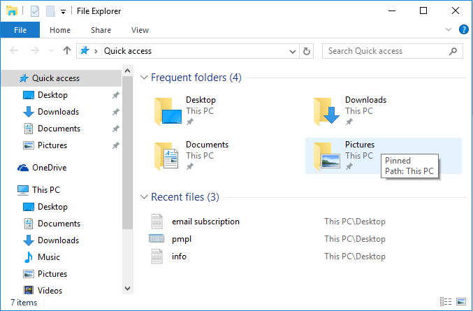 recent files and frequent folders list in Windows 10