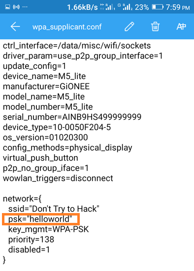 list of saved passwords of wi-fi networks android
