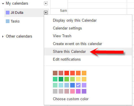 share existing Google calendar