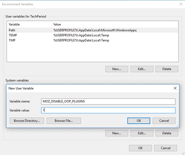 environment variable to disable plugin-container in Firefox