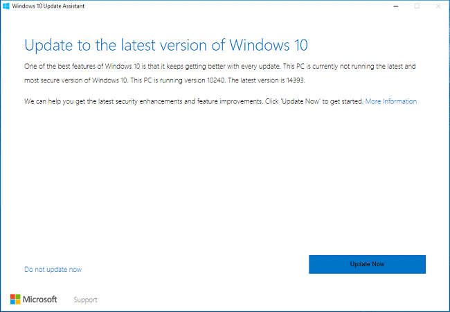 update assistance windows 10