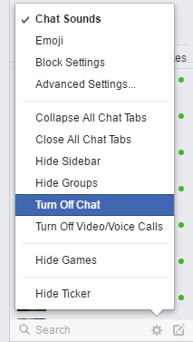 Turn off Facebook chat