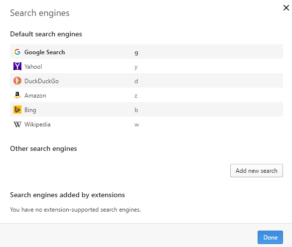 make Google my default search engine in Opera
