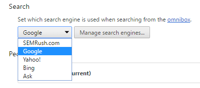 set Google search as default search in Chrome