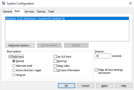 windows 10 system configuration option