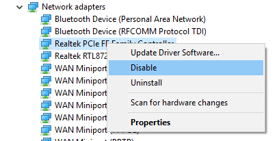 uninstall, update driver of wi-fi network adapter