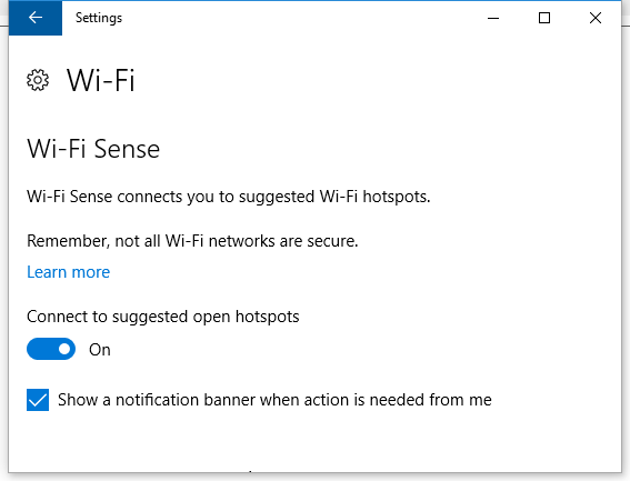 WiFi Sense of Windows 10