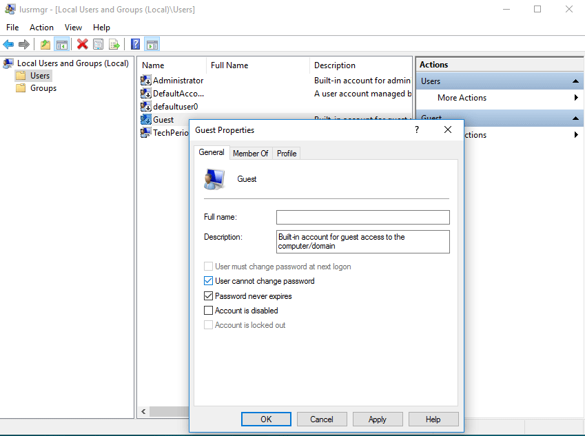 windows 10 user can't change password