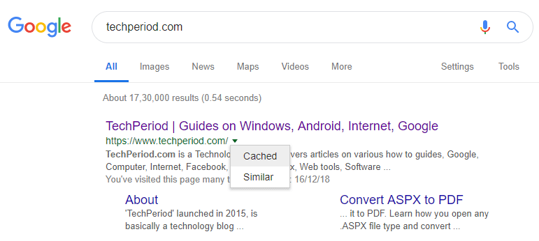 Google search website cached version