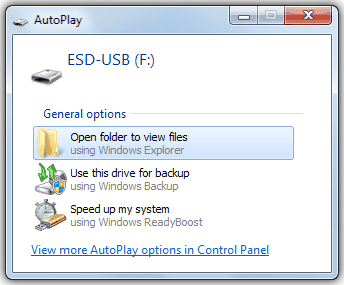 auto-play option in removable USB