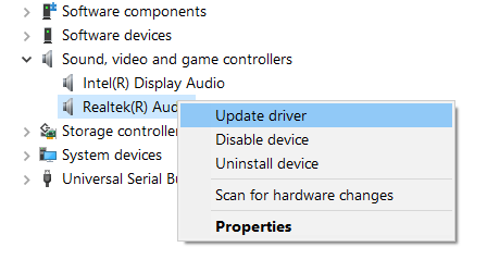 automatically update Realtek Audio Driver