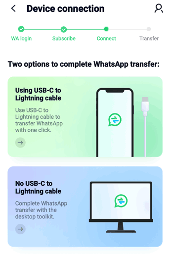 WhatsApp message transfer from one device to another